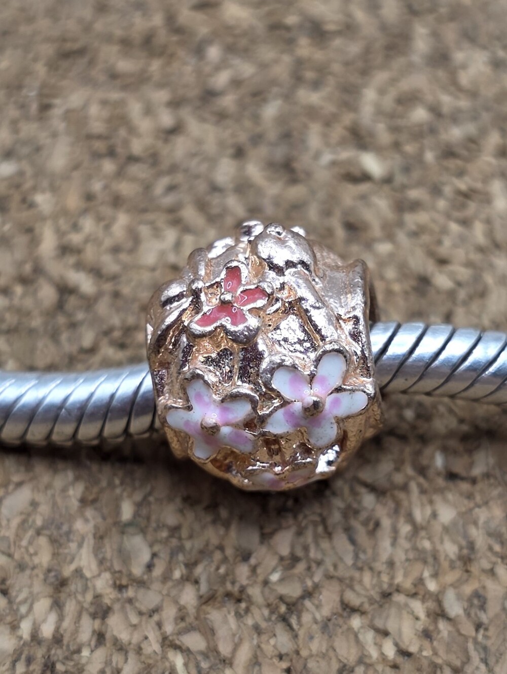 5/$25 ❤️ ROSE GOLD PINK FLOWERS SPACER CHARM FOR PANDORA